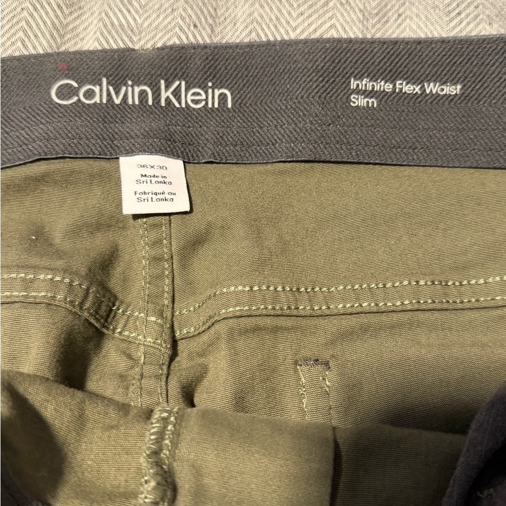 Calvin Klein Men’s Slim Fit Stretch Pants 36x30 Olive Green - Picture 5 of 7